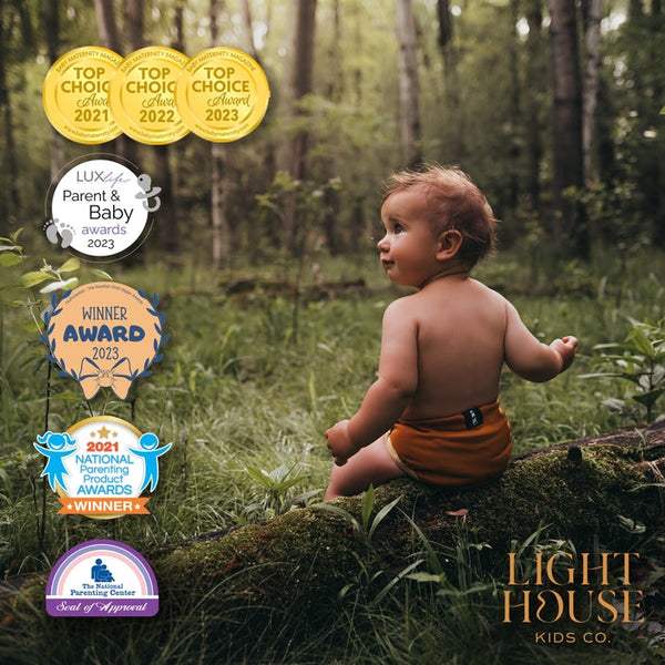 Lighthouse kids - cover pannolino con bottone ai2 7/25 kg e inserto in bamboo giallo ocra