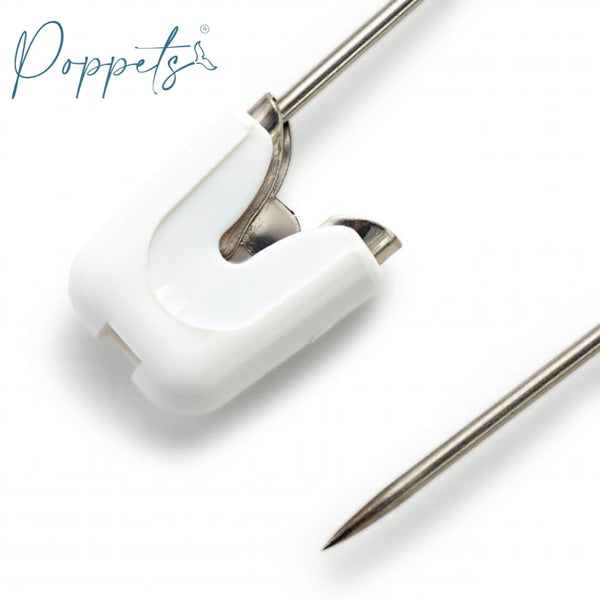 Poppets - spille per pannolini in acciaio inossidabile, bianche, confezione da 4 pz