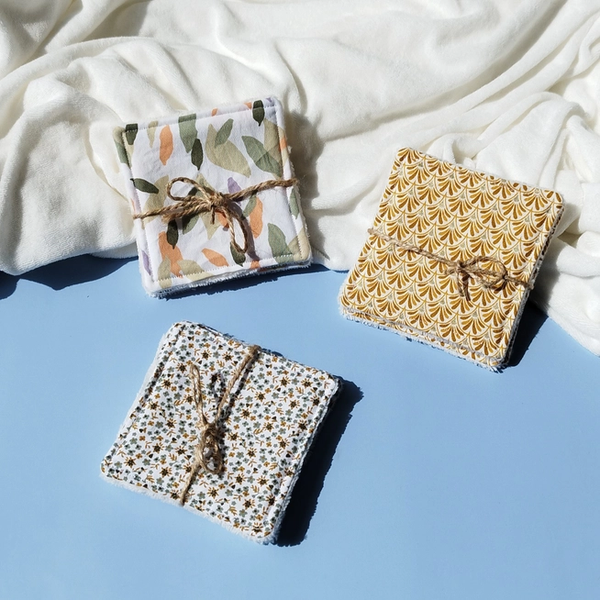 Maison Alice - 5 salviette struccanti lavabili o salviette lavabili foglie rosse