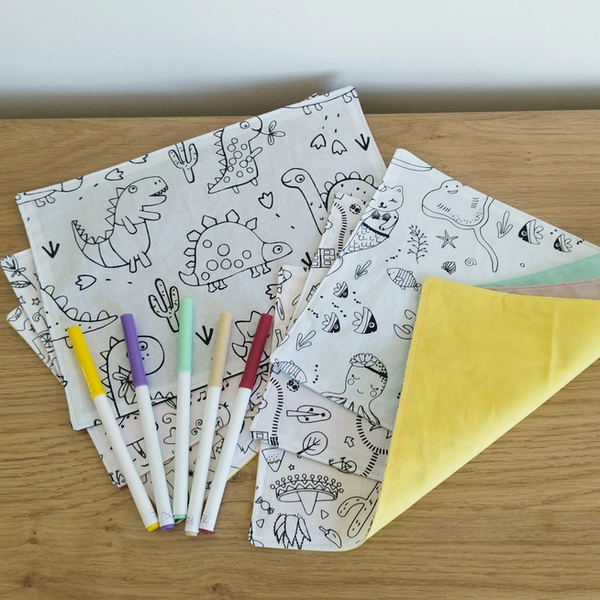 Maison Alice - tovaglietta colorata lavabile e riutilizzabile per bambini - animali della foresta