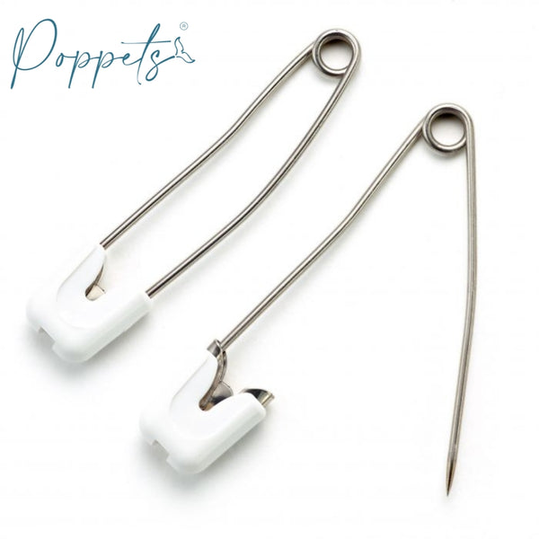 Poppets - spille per pannolini in acciaio inossidabile, bianche, confezione da 4 pz