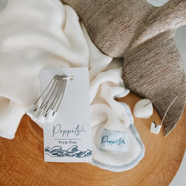 Poppets - spille per pannolini in acciaio inossidabile, bianche, confezione da 4 pz