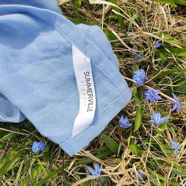 Summerville - 2 mussole quadrate bianca e azzurra