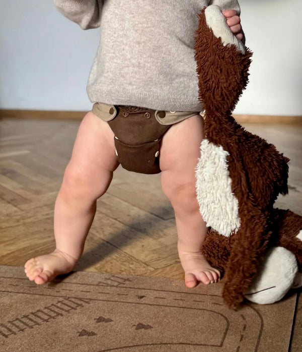 Puppi - cover lana merinos taglia unica - no lanolizzazione- a bottoni marrone