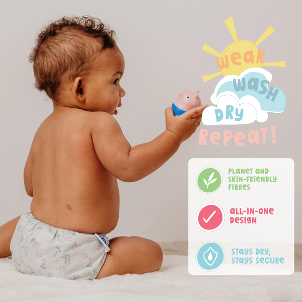 Modern cloth nappies - aio organico Peppa Pig Blush Stripe