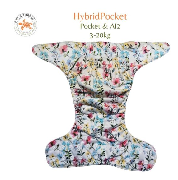 Tots&turdle - pannolino organico ai2/pocket fiori