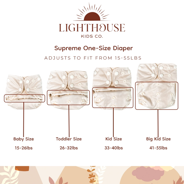 Lighthouse kids - cover pannolino con bottone ai2 7/25 kg e inserto in bamboo lilla