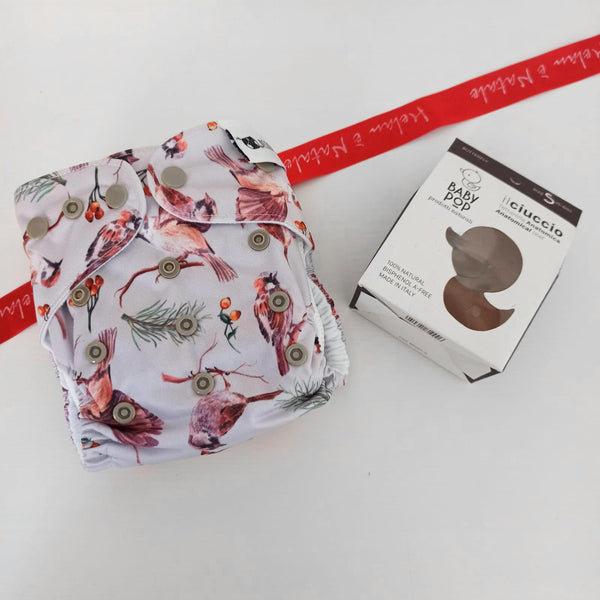 Regalo - pannolino ecomini e ciuccio bimbo 0-6 mesi