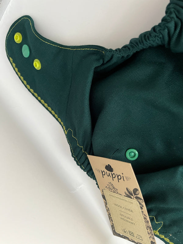 Puppi -  cover lana merinos taglia unica - no lanolizzazione- a bottoni verde