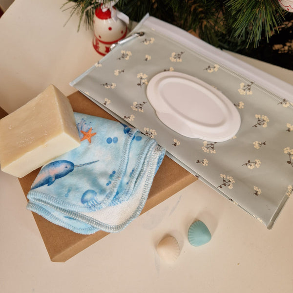 Regalo - kit per la preparazione e utilizzo delle salviette lavabili umidificate fuori casa