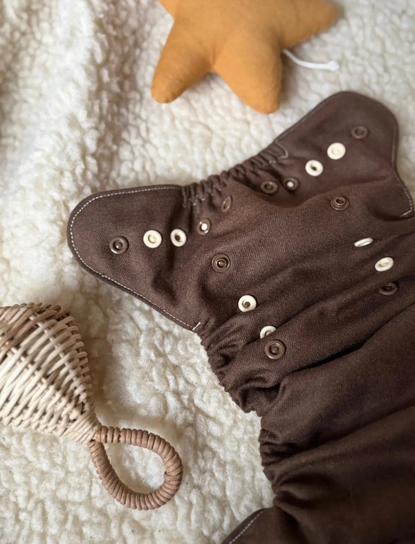 Puppi -  cover lana merinos taglia unica - no lanolizzazione- a bottoni marrone