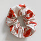 Maison Alice - nastro in tessuto elastico scrunchie per donne e bambini azzurro foglie rosse