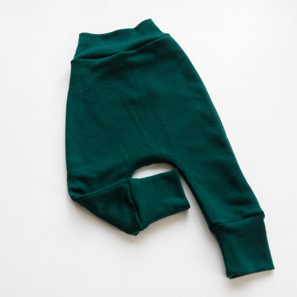 Buuh -  taglia M pantaloni lunghi in lana Merino - Verde smeraldo (500 g/m²)