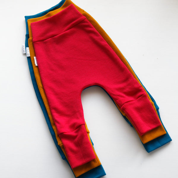 Buuh -  taglia M pantaloni lunghi in lana Merino - Giallo senape (500 g/m²)