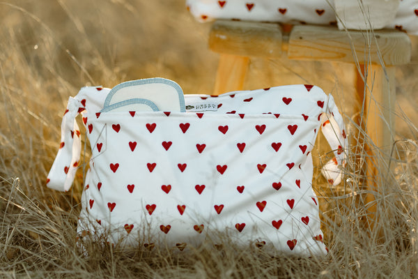 Green Poppy - Medium Wet bag cuori