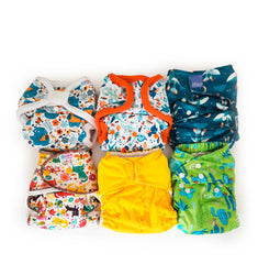Set 6 Pannolini + 6 Inserti Bambù + Wetbag, Taglia Unica